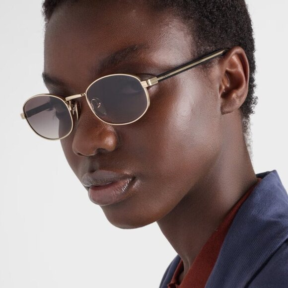 Prada Men Sunglasses Gold Grey Gradient Oval PRB53S ZVN02C NEW AUTHENTIC - Picture 9 of 10